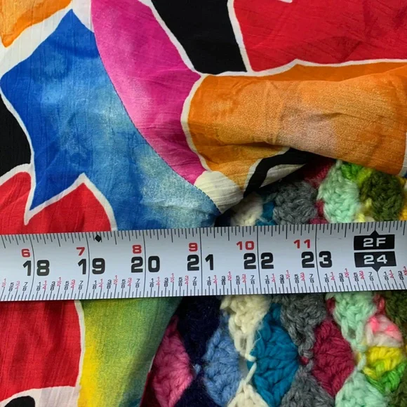 Vintage 80s 90s Studio Image Abstract Print Art Rainbow Top High Neck Cr… - Picture 10 of 12